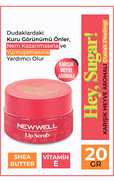 Hey Sugar! Karışık Meyve Aromalı Dudak Peelingi 20gr