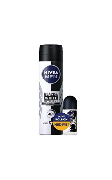 Nivea Men Erkek Sprey Deodorant Black&White Invisible Original 150ml ve Mini Roll-on 25ml