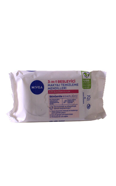 Nivea 3in1 Besleyici Makyaj Temizleme Mendilleri (Kuru Hassas Ciltler) 25 Adet