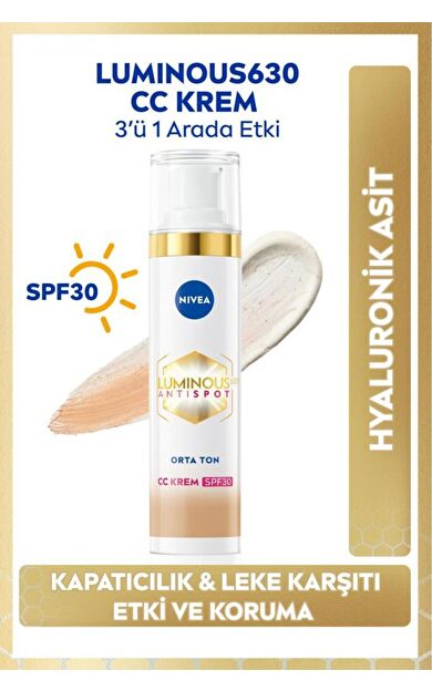 Nivea Luminous 630 Anti Spot Spf 30 CC Krem Orta Ton 40 ml