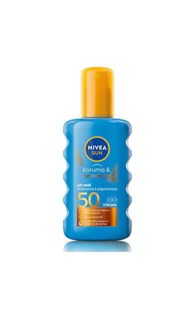 Nivea Sun SPF50 Çift Etkili Yüksek Koruma Ve Bronzluk Güneş Spreyi 200 ml