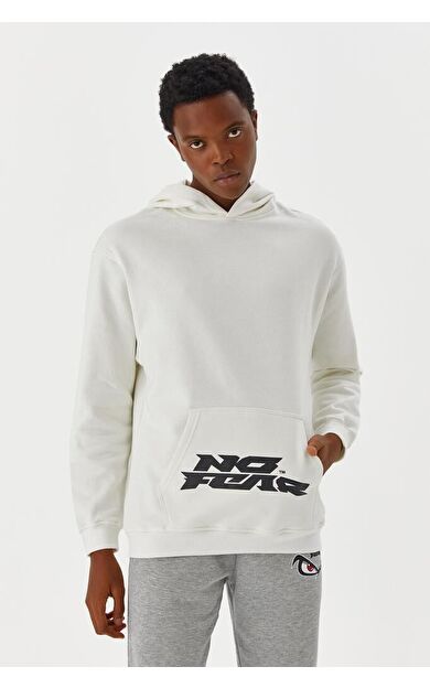 No Fear Erkek Sweatshirt Kapüşonlu Beyaz M500218