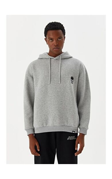 No Fear Erkek Sweatshirt Kapüşonlu Gri M500241