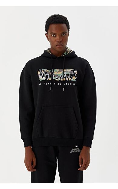 No Fear Erkek Sweatshirt Kapüşonlu Siyah M500225