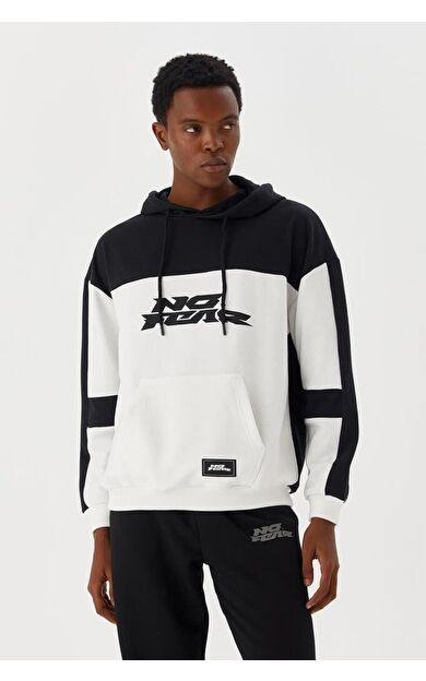 No Fear Erkek Sweatshirt Kapüşonlu Siyah Beyaz M500272