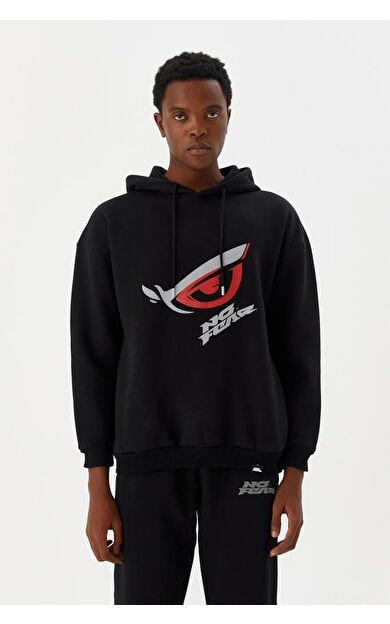 No Fear Erkek Sweatshirt Kapüşonlu Siyah M500227