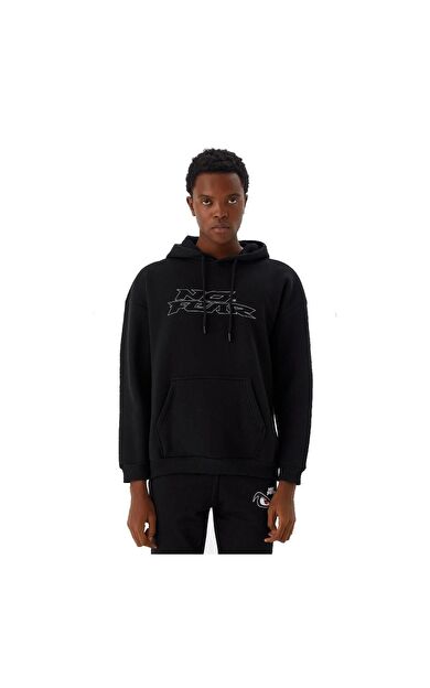 No Fear Erkek Sweatshirt Kapüşonlu Siyah Melanj M500271