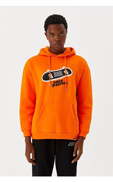 No Fear Erkek Sweatshirt Kapüşonlu Turuncu M500246