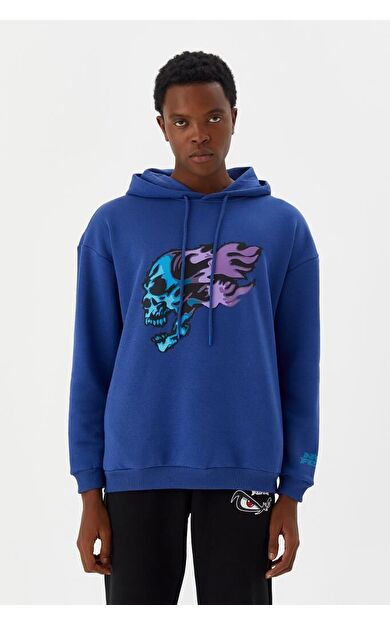 No Fear Erkek Sweatshirt Kapüşonlu Mavi M500229