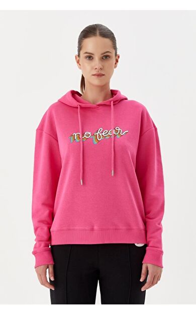 No Fear Kadın Sweatshirt Kapüşonlu Fuşya 72508