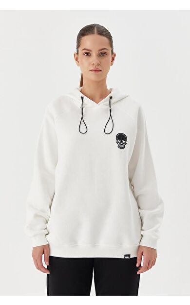 No Fear Kadın Sweatshirt Oversize Kapüşonlu Beyaz 72478