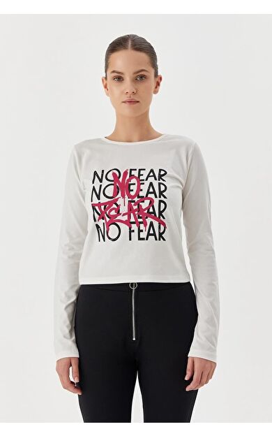 No Fear Kadın T-shirt Uzun Kollu Beyaz W500199
