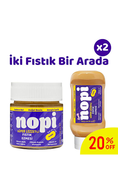 Nopi İkili Set - Klasik Yer Fıstığı 200 g &amp; Handy Yer Fıstığı Ezmesi 300 g