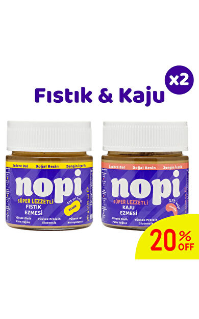 Nopi İkili Set - Klasik Yer Fıstığı &amp; Kaju Ezmesi (2 x 200 g)
