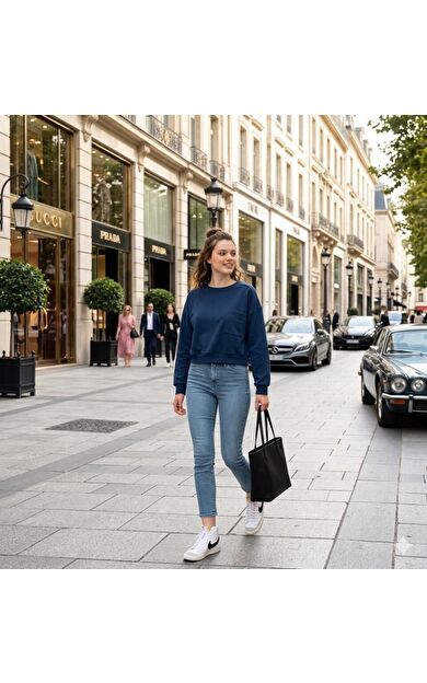 Nors Baldur Crop Sweatshirt Lacivert