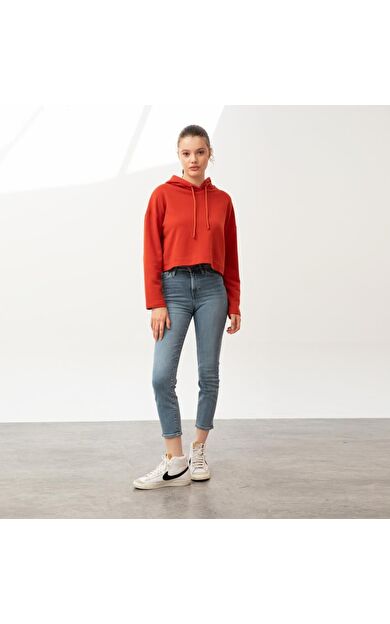 Nors Bolthor Kapüşonlu Crop Sweatshirt Kiremit