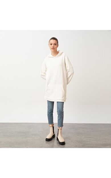 Nors Frig Kapüşonlu Tunik Sweatshirt Ekru
