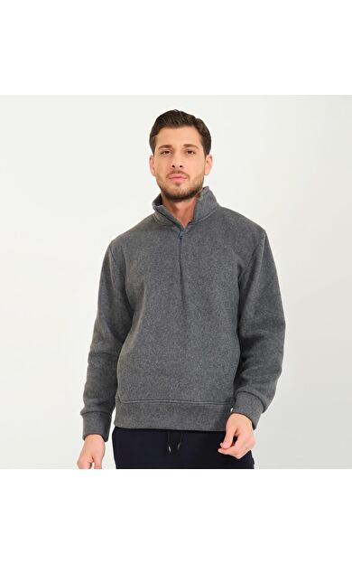 Nors Vanir Basic Yarım Fermuarlı Polar Sweatshirt Gri