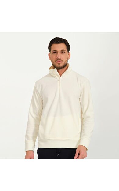 Nors Vanir Basic Yarım Fermuarlı Polar Sweatshirt Ekru