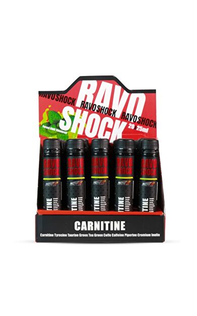 Nowup Nutrition Ravo Shock Liquid L-Carnitine – 20 x 25 ml | Carnitine + Caffeine + Yeşil Çay & Mentol – 20 Shot
