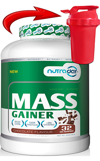 nutraday Karbonhidrat Tozu Mass Gainer 3520 Gram Çikolata Aromalı Hacim Kütle Kas GainerMasss