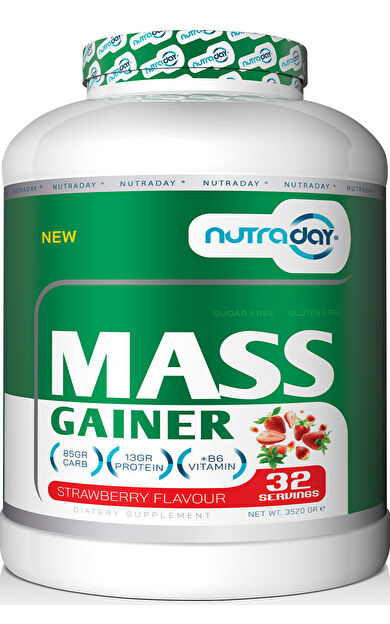 nutraday Karbonhidrat Tozu Mass Gainer 3520 Gram Çilek Aromalı Hacim Kütle Kas GainerMass