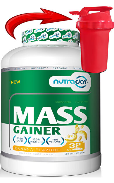 nutraday Karbonhidrat Tozu Mass Gainer 3520 Gram Muz Aromalı Hacim Kütle Kas GainerMass