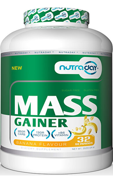 nutraday Karbonhidrat Tozu Mass Gainer 3520 Gram Muz Aromalı Hacim Kütle Kas GainerMasss