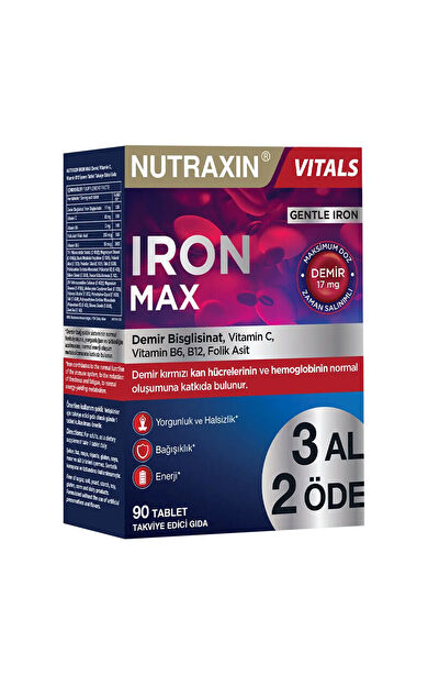 Nutraxin Iron Max Takviye Edici Gıda 90 Tablet - 3 al 2 Öde