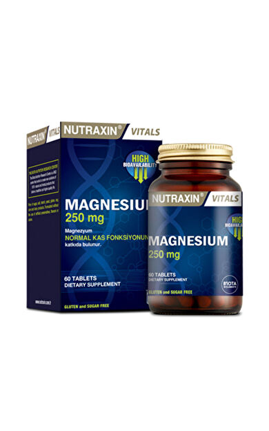 Nutraxin Magnesium Citrate 250 mg Takviye Edici Gıda 60 Tablet