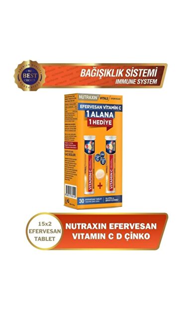 Nutraxin Vitamin CD Zinc 15 Efervesan Tablet İkili Kofre