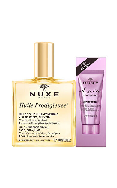 NUXE Huile Prodigieuse SET Hair Prodigieux High Shine Şampuan 30 ml HEDİYE