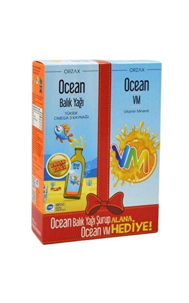 Ocean Portakallı Balık Yağı Şurubu 150 ml + Ocean Vm Şurup 150 ml Hediye