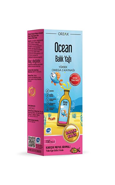 Ocean Tutti Frutti Karışık Meyve Aromalı Balık Yağı Şurup 150 ml