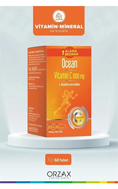 Ocean Vitamin C 1000 Mg 30+30 Tablet- 1 Alana 1 Bedava- SKT: 12/2028
