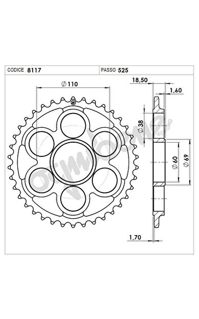 Ducatı 1098 07 525 Ognıbene Arka Dişli 43T