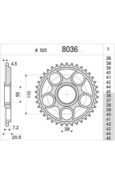 Ducatı 916 5/8 Ognıbene Arka Dişli 45T