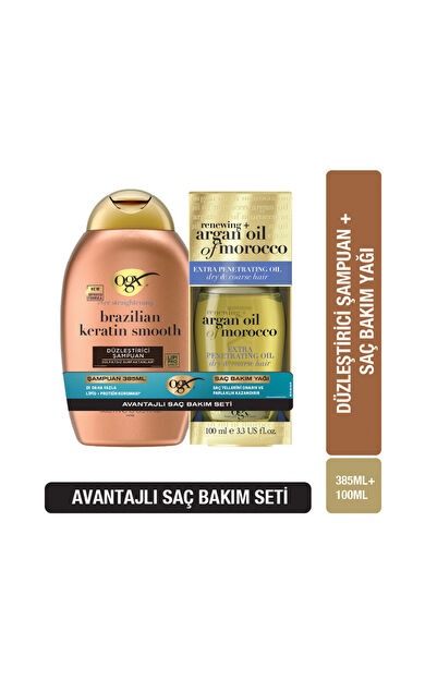 Ogx Brazilian Keratin Şampuan 385 Ml + Argan Saç Bakım Yağı 100 Ml