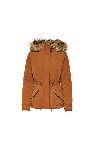 Only Kahverengi Kadın Günlük Mont 15158948-Rubber Lucca Parka Jacket