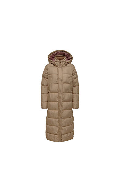 Only Onlcammie X- Long Quilted Coat Otw Kadın Günlük Mont 15267338-TIGERS-EYE Krem