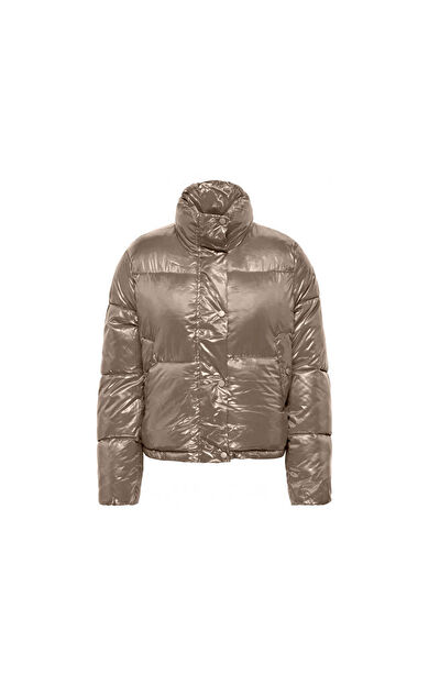 Only Onlysky Short Puffer Cc Otw Kadın Günlük Mont 15292628-WEATHERED-TEAK Kahverengi