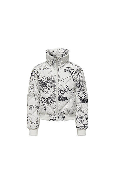 Only Onlmia Short Aop Puffer Kadın Günlük Mont 15293753-BRIGHT-WHITE Beyaz