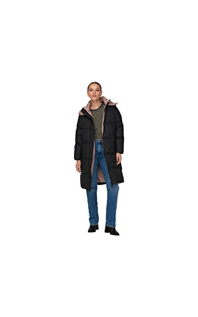 Only Onlvilma Down Long Coat Cc Otw Kadın Günlük Mont 15294681-TAUPE-GRAY Siyah