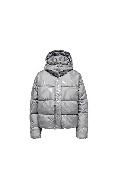 Only Onlmercedes Aop Puffer Kadın Günlük Mont 15326045-DECEMBER-SKY Gri