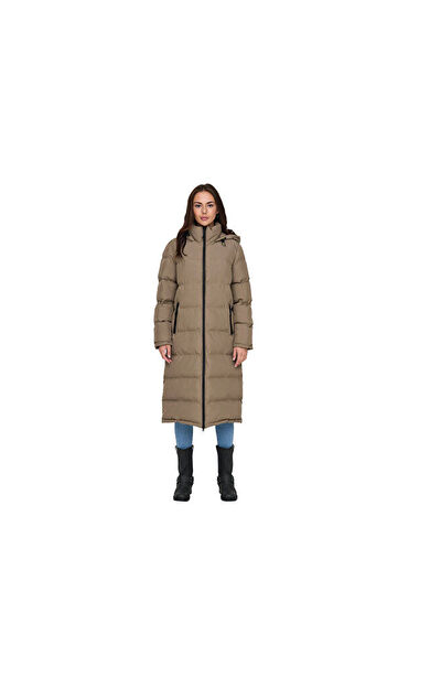 Only Onlpaula Premium Puffer Kadın Günlük Mont 15326655-WALNUT Krem