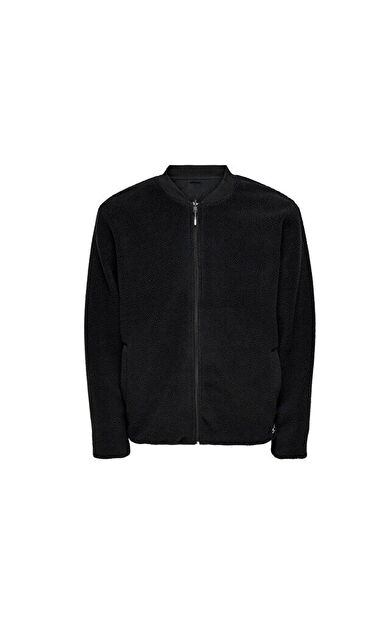 Only Onssawyer Fleece Bomber Otw Erkek Polar Ceket 22022674-BLACK Siyah