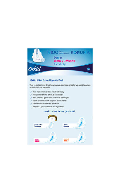 Orkid Ultra Extra Hijyenik Ped Normal Tekli Paket 8 Ped