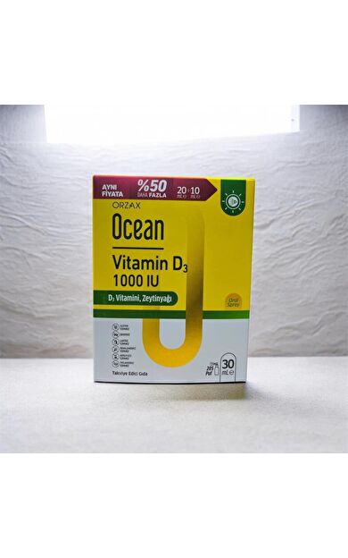 Ocean Vitamin D3 1000 IU 20 Ml + 10 Ml - %50 Daha Fazla- SKT: 02/2029