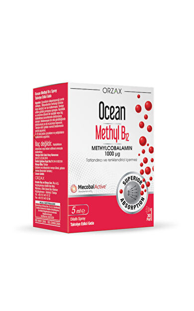 Orzax Ocean 1000 mg Methyl Cobalamin B12 Sprey 5 ml