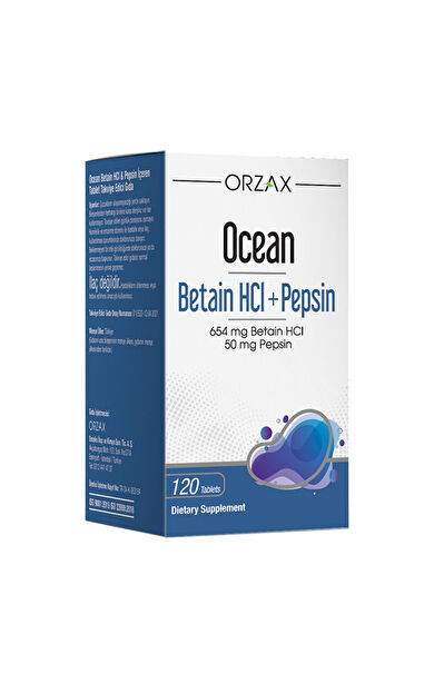 Orzax Ocean Betain HCI+ Pepsin Takviye Edici Gıda 120 Tablet
